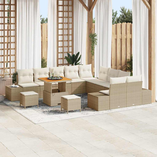 Set Divano da Giardino 13 pcs Beige e Crema 80 x 80 x 71 cm