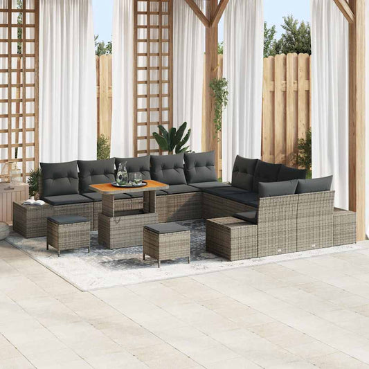 Set Divano da Giardino 13 pcs Grigio chiaro e grigio scuro