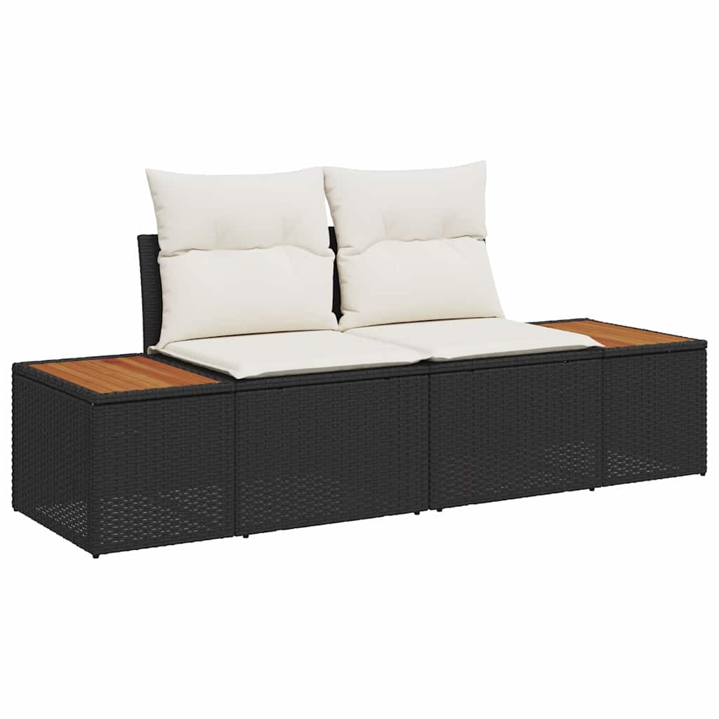 Set Divano da Giardino 8 pcs Nero e Crema 90 x 55 x 71 cm