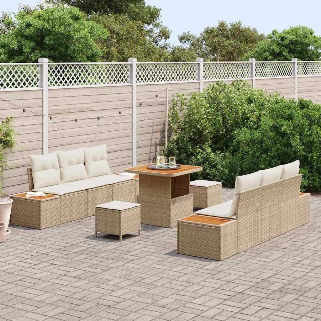 Set Divano da Giardino 9 pcs Beige e Crema 80 x 80 x 71 cm