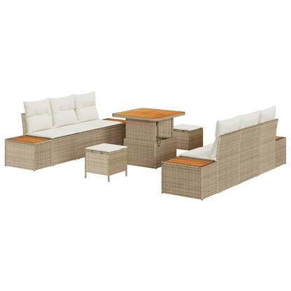 Set Divano da Giardino 9 pcs Beige e Crema 80 x 80 x 71 cm