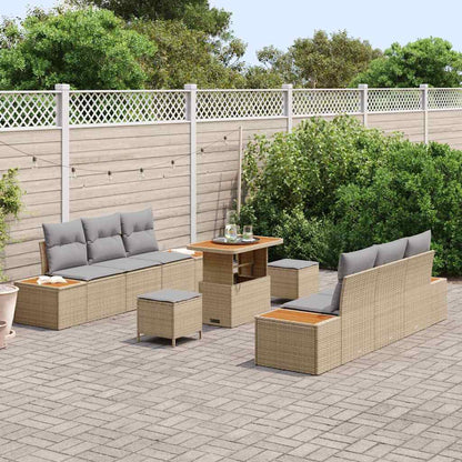 Set Divano da Giardino con cuscino 9 pcs Beige e Grigio Chiaro