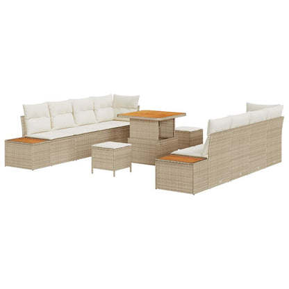 Set Divano da Giardino 11 pz 10-Numero di posti Beige | homemem39