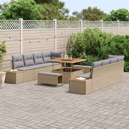 Set Divano da Giardino con cuscino 11 pcs Beige Poly Rattan | homemem39