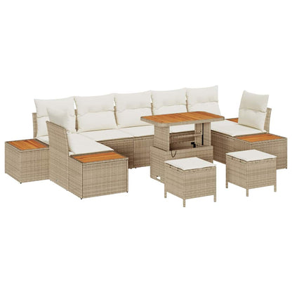 Set Divano da Giardino 10 pcs Beige e Crema 90 x 55 x 71 cm