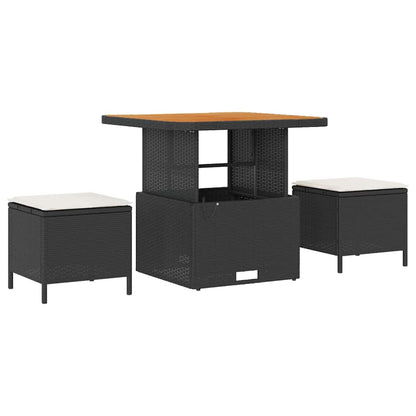 Set Divano da Giardino con cuscino 8 pcs Nero Poly Rattan