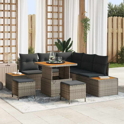 Set Divano da Giardino con cuscino 8 pcs Grigio Poly Rattan | homemem39