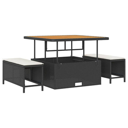 Set Divano da Giardino con cuscino 9 pcs Nero Poly Rattan | homemem39
