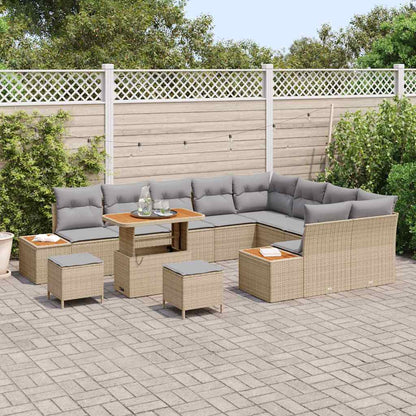 Set Divano da Giardino con cuscino 12 pcs Beige Poly Rattan | homemem39