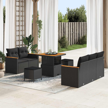 Set Divano da Giardino con cuscino 10 pcs Nero polyrattan | homemem39