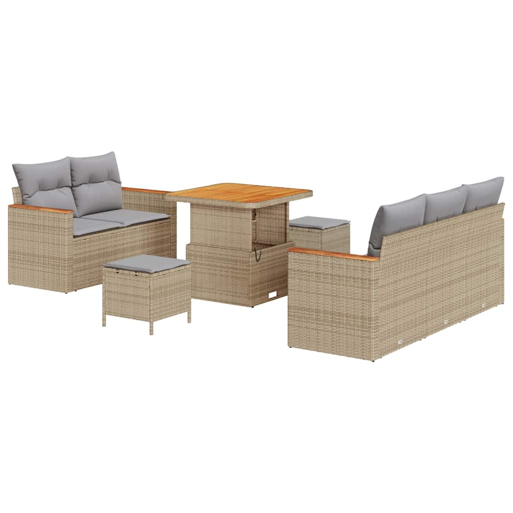 Set Divano da Giardino con cuscino Beige Poly Rattan