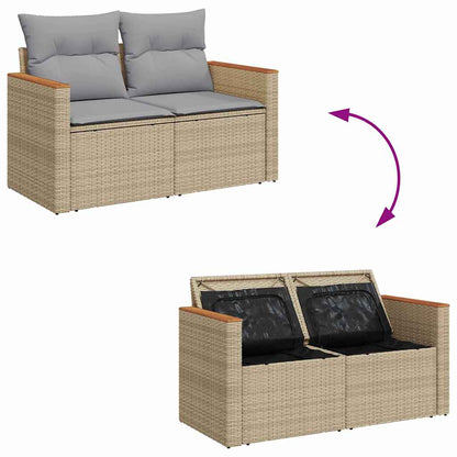 Set Divano da Giardino con cuscino Beige Poly Rattan