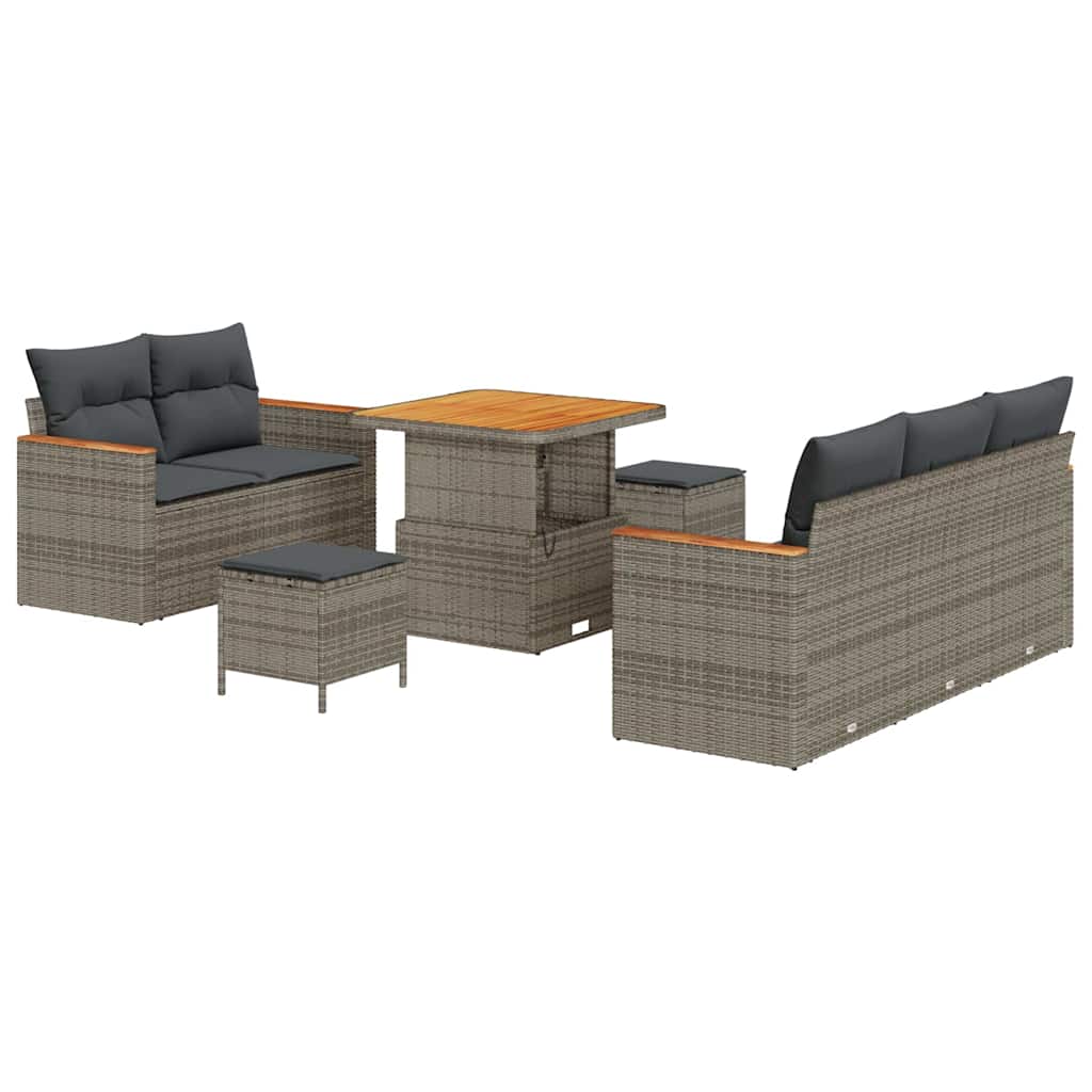 Set Divano da Giardino con cuscino 10 pcs Grigio polyrattan | homemem39