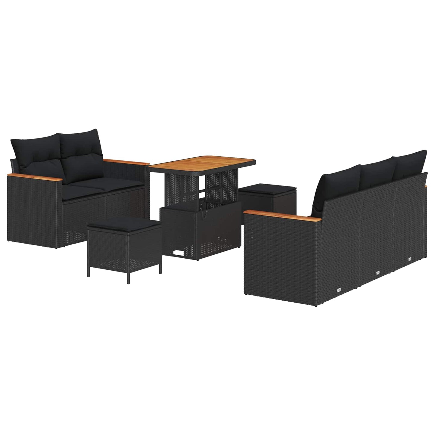 Set Divano da Giardino con cuscino 10 pcs Nero polyrattan | homemem39