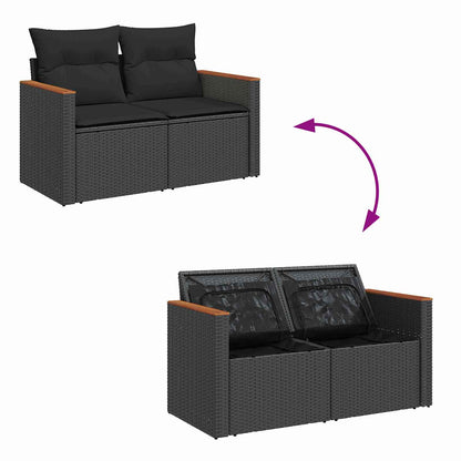 Set Divano da Giardino con cuscino 10 pcs Nero polyrattan | homemem39
