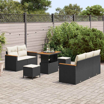 Set Divano da Giardino 10 pcs Nero e Crema polyrattan | homemem39