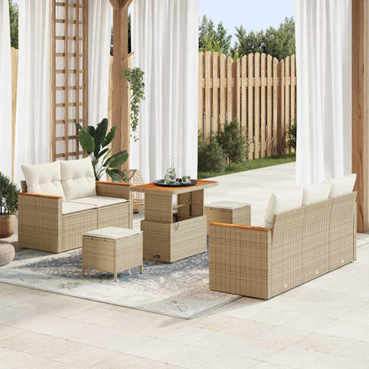 Set Divano da Giardino 10 pz 7-Numero di posti Beige e Crema | homemem39
