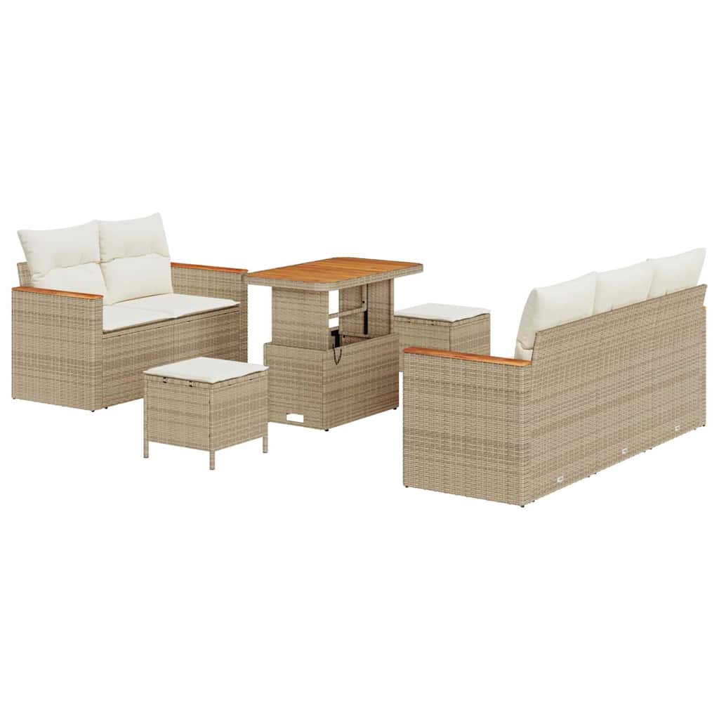 Set Divano da Giardino 10 pz 7-Numero di posti Beige e Crema | homemem39