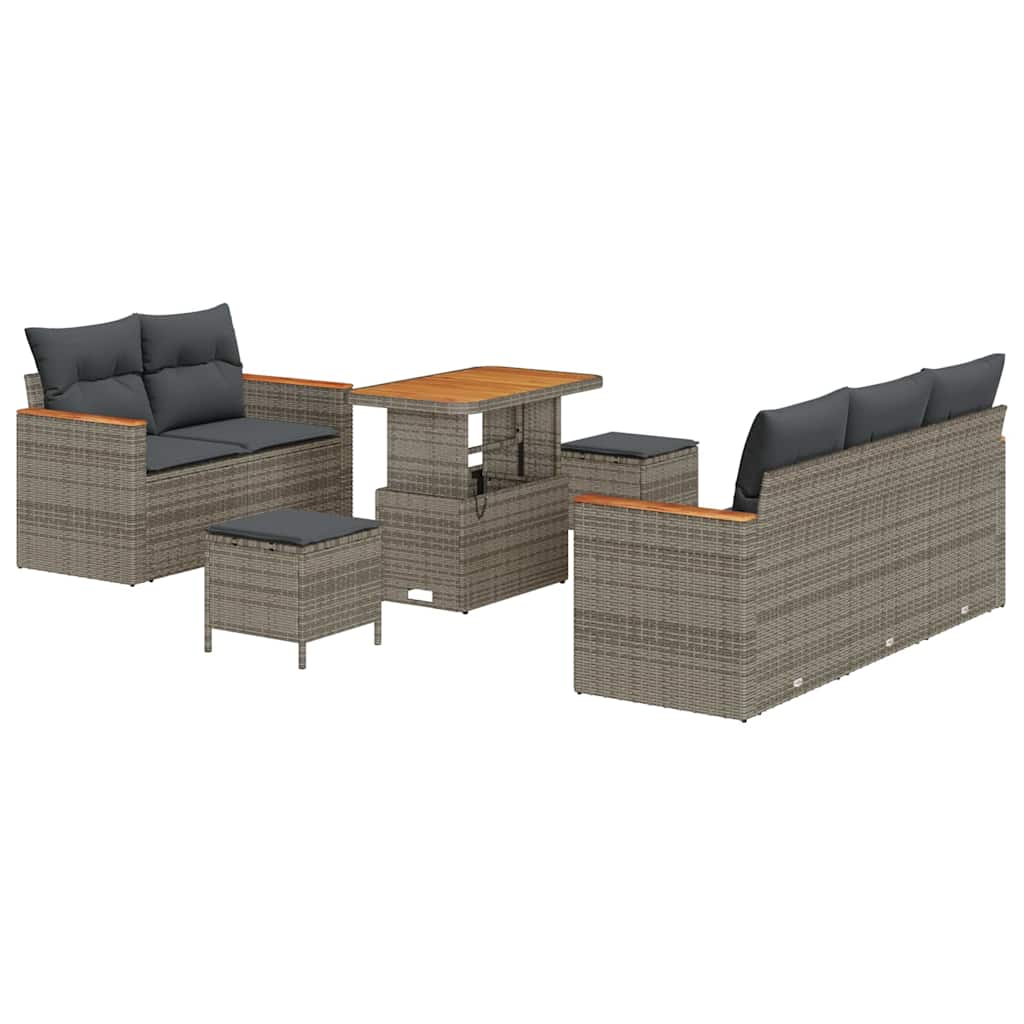 Set Divano da Giardino con cuscino 10 pcs Grigio polyrattan | homemem39