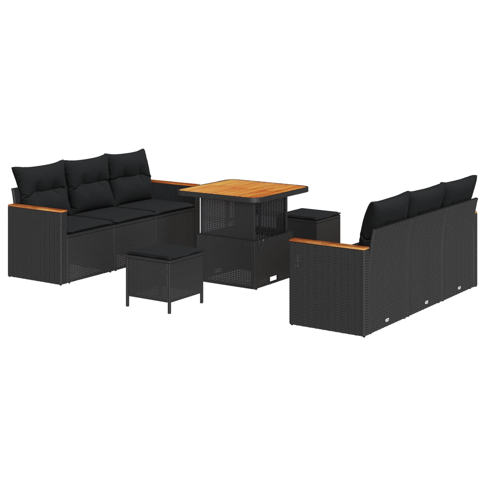 Set Divano da Giardino con cuscino 11 pcs Nero polyrattan | homemem39