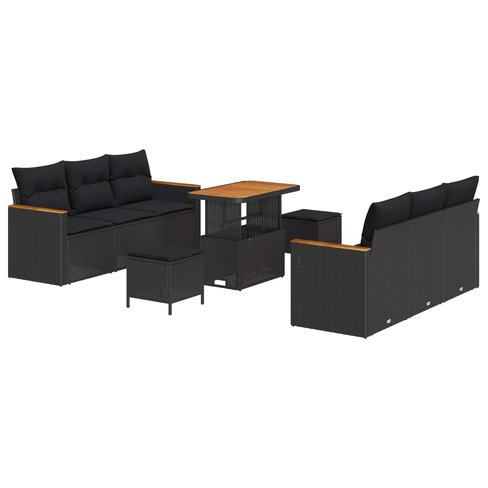 Set Divano da Giardino con cuscino 11 pcs Nero polyrattan | homemem39