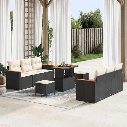 Set Divano da Giardino 11 pcs Nero e Crema polyrattan | homemem39