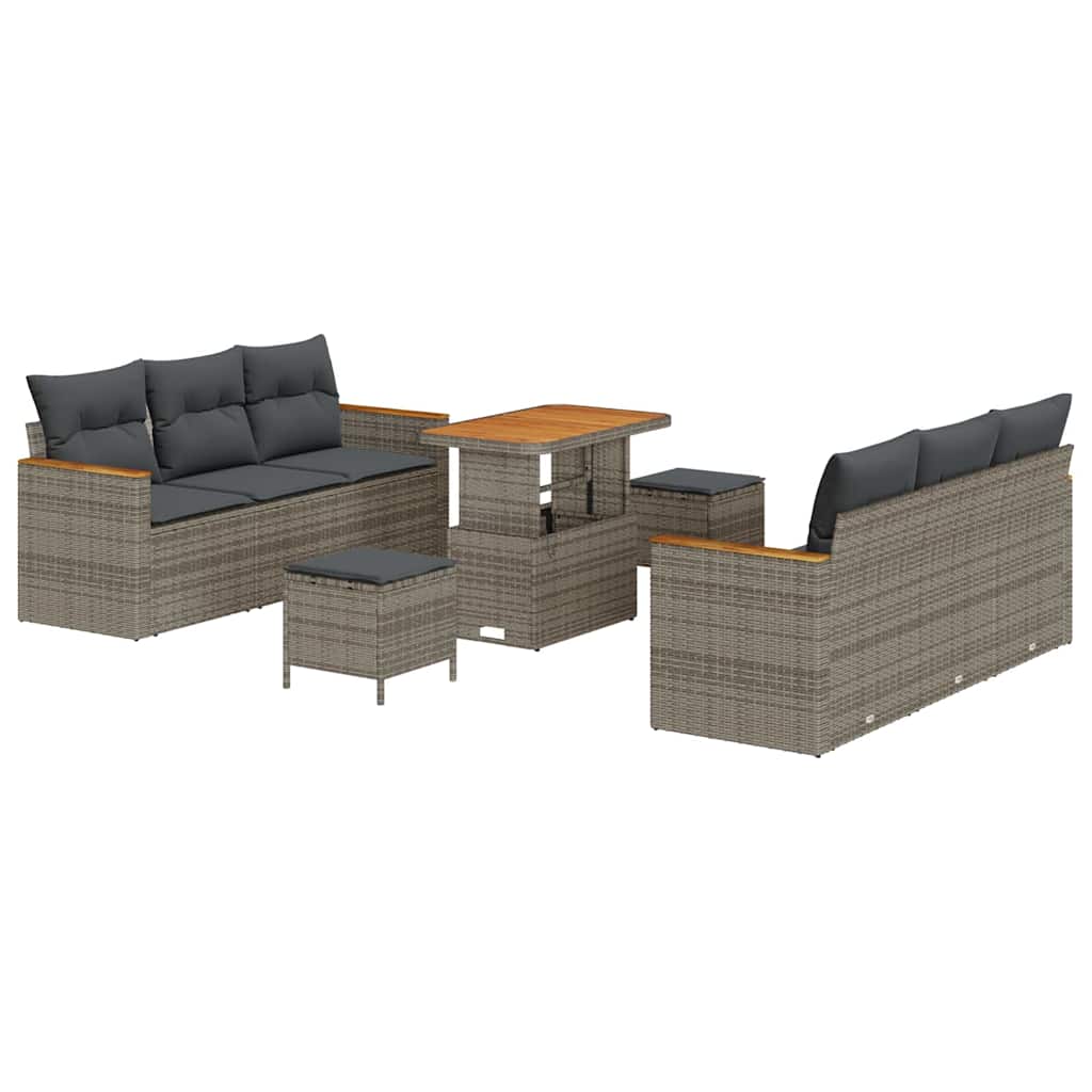 Set Divano da Giardino con cuscino 11 pcs Grigio polyrattan | homemem39