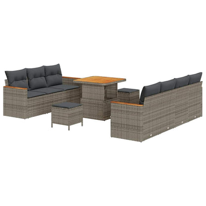 Set Divano da Giardino con cuscino 14 pcs Grigio polyrattan | homemem39