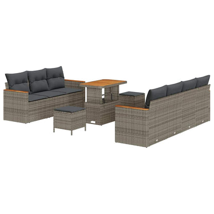 Set Divano da Giardino con cuscino 14 pcs Grigio polyrattan | homemem39