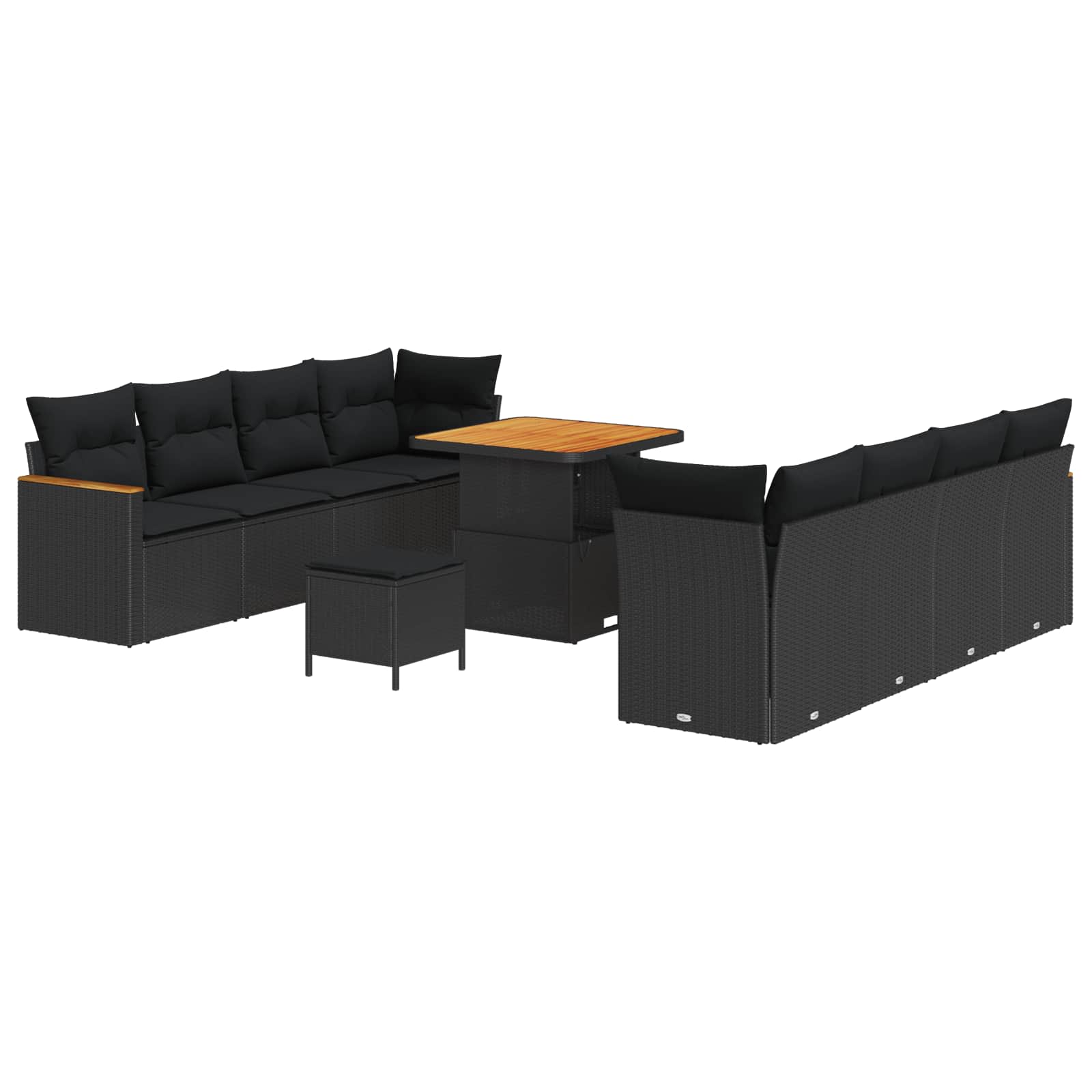 Set Divano da Giardino con cuscino 12 pcs Nero polyrattan | homemem39
