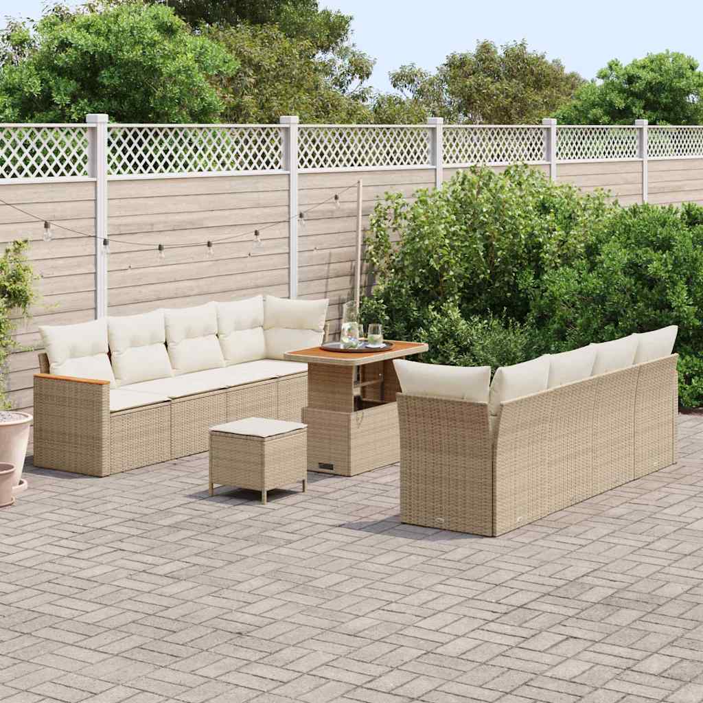 Set Divano da Giardino con cuscino 12 pcs Beige polyrattan | homemem39