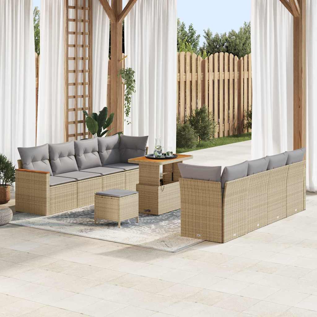 Set Divano da Giardino con cuscino 12 pcs Beige polyrattan | homemem39