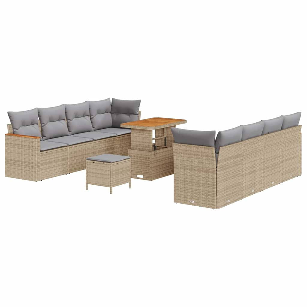 Set Divano da Giardino con cuscino 12 pcs Beige polyrattan | homemem39