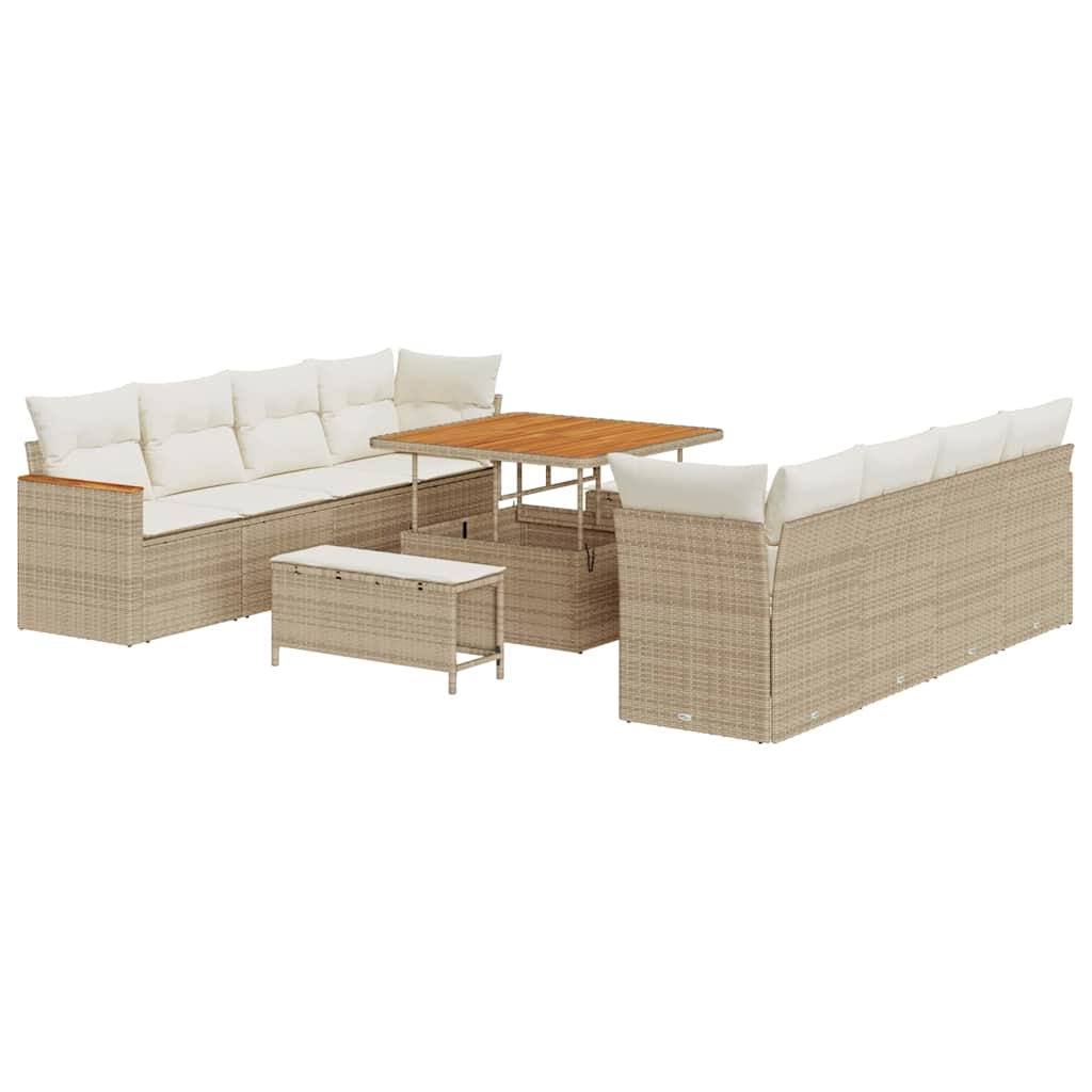 Set Divano da Giardino con cuscino 12 pcs Beige polyrattan | homemem39