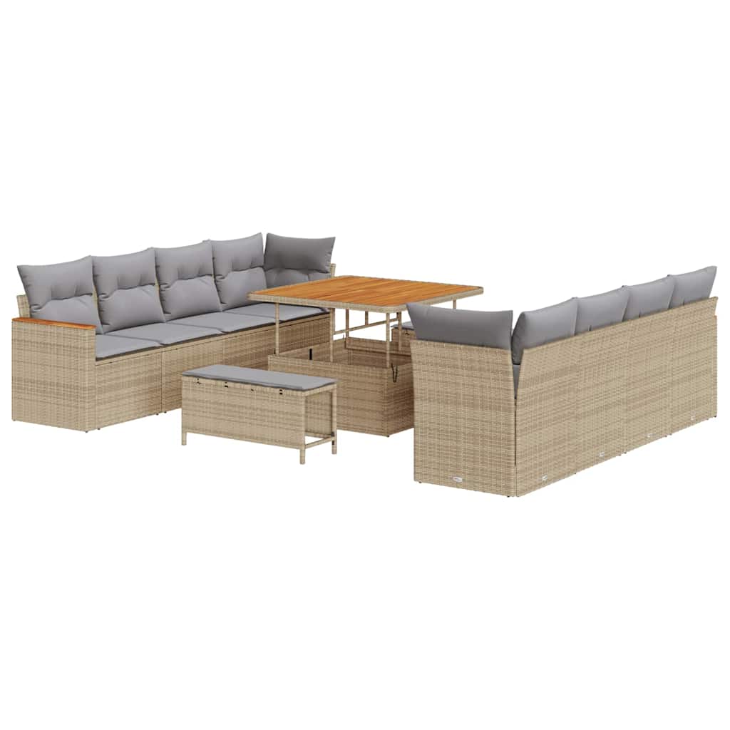 Set Divano da Giardino con cuscino 12 pcs Beige polyrattan | homemem39