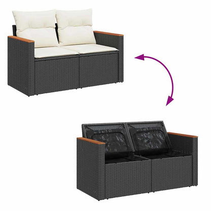 Set Divano da Giardino con cuscino 10 pcs Nero Poly Rattan | homemem39