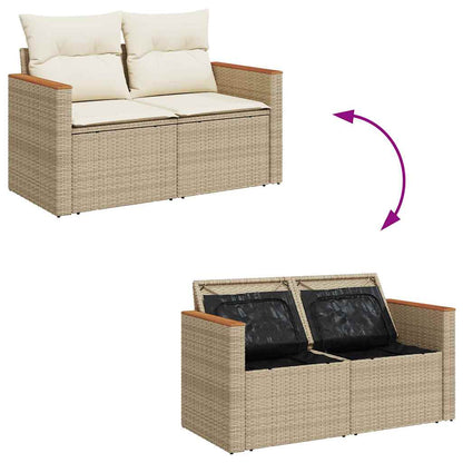 Set Divano da Giardino con cuscino 10 pcs Beige Poly Rattan | homemem39