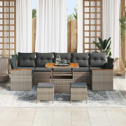 Set Divano da Giardino con cuscino 10 pcs Grigio Poly Rattan | homemem39