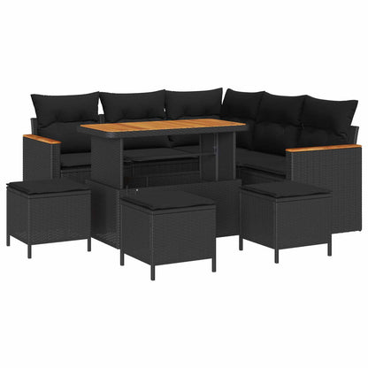 Set Divano da Giardino con cuscino Nero Poly Rattan | homemem39