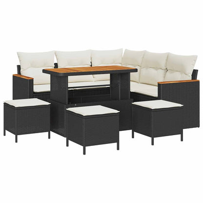 Set Divano da Giardino con cuscino Nero Poly Rattan | homemem39
