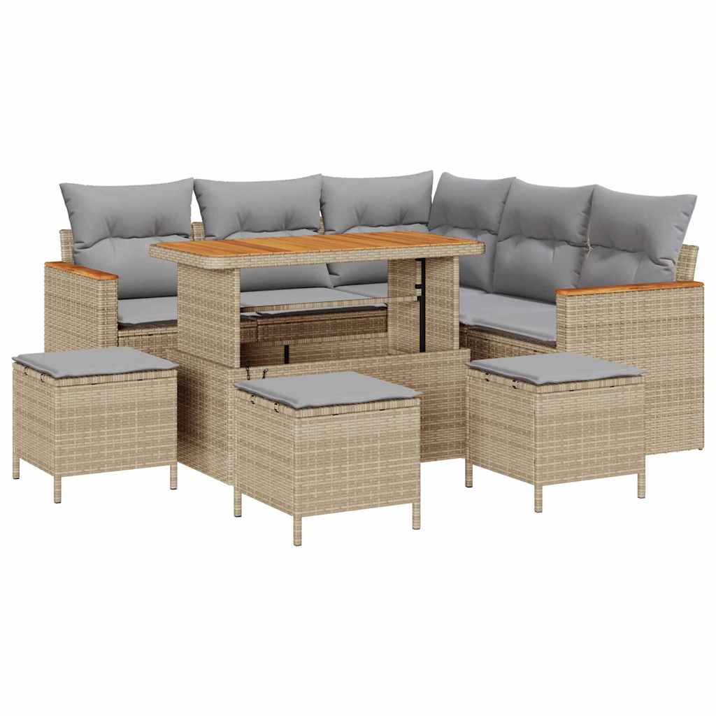 Set Divano da Giardino con cuscino Beige Poly Rattan | homemem39