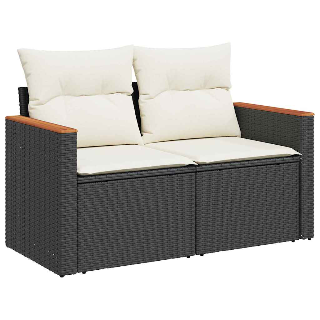Set Divano da Giardino con cuscino 9 pcs Nero Poly Rattan | homemem39