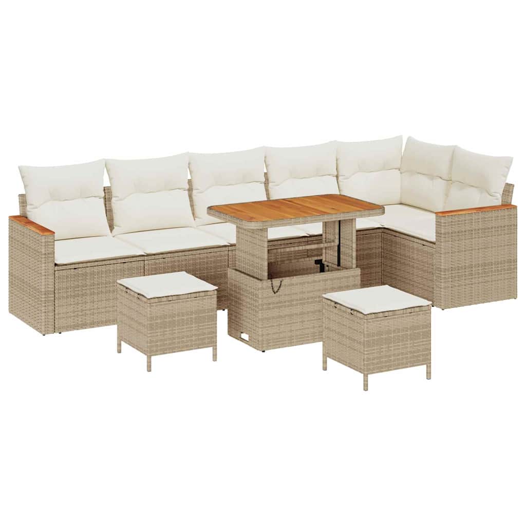 Set Divano da Giardino con cuscino Beige Poly Rattan | homemem39