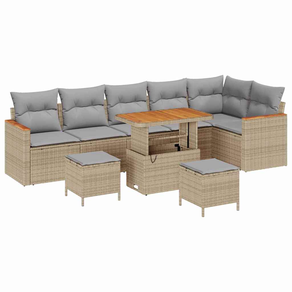 Set Divano da Giardino con cuscino Beige Poly Rattan | homemem39
