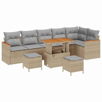 Set Divano da Giardino con cuscino Beige Poly Rattan | homemem39