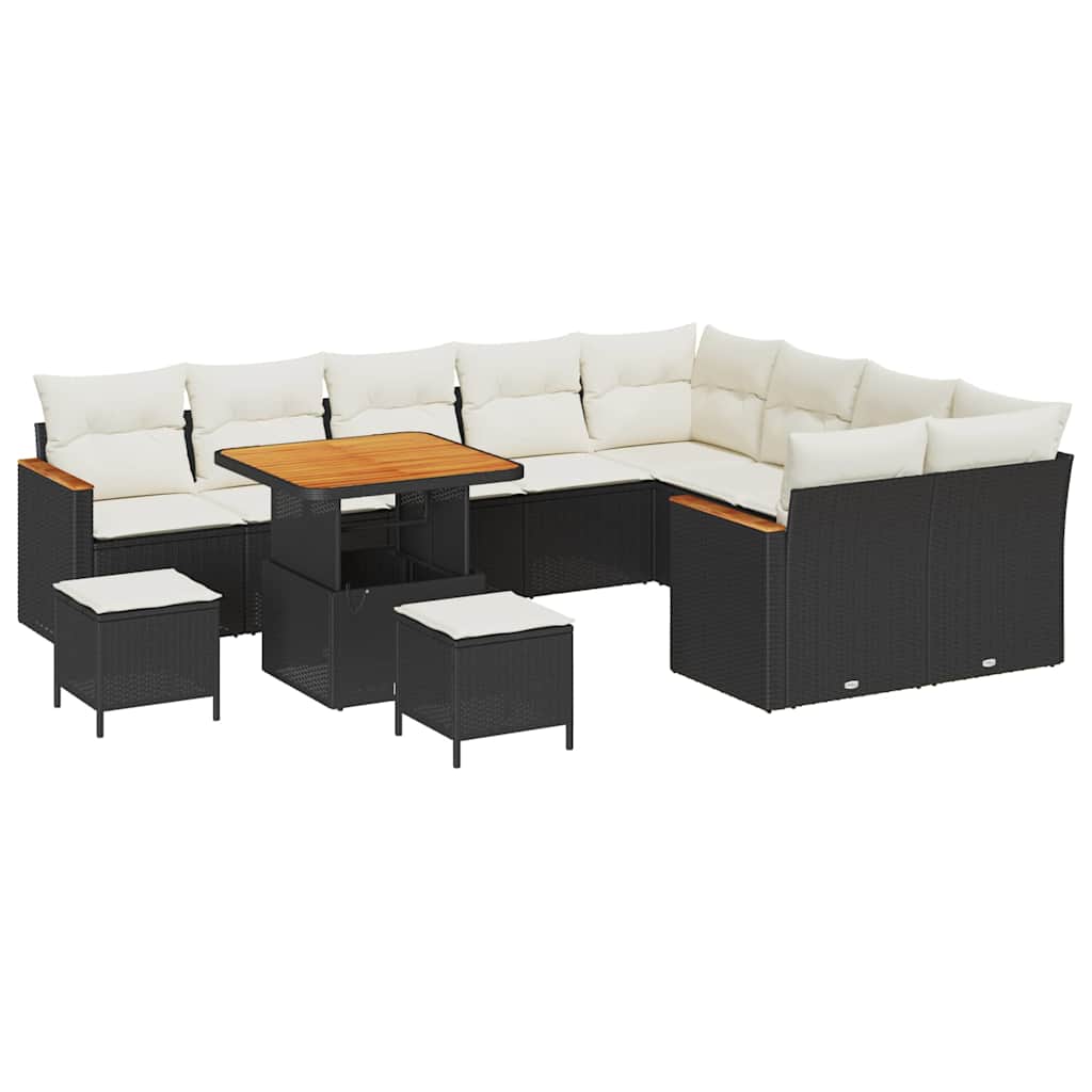Set Divano da Giardino 12 pcs Nero Rattan in Polipropilene | homemem39