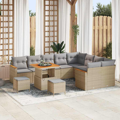 Set Divano da Giardino 12 pcs Beige Rattan in Polipropilene