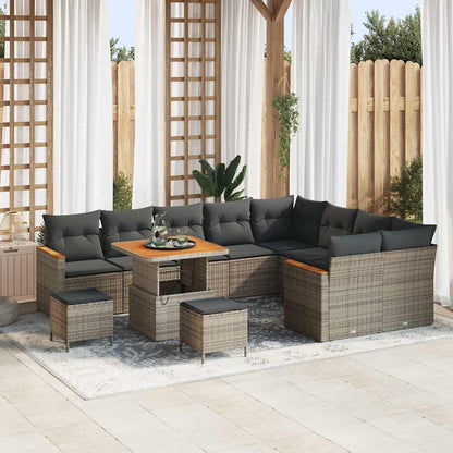 Set Divano da Giardino 12 pcs Grigio Rattan in Polipropilene