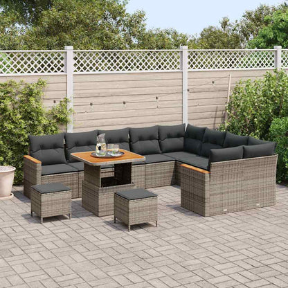 Set Divano da Giardino 12 pcs Grigio Rattan in Polipropilene | homemem39