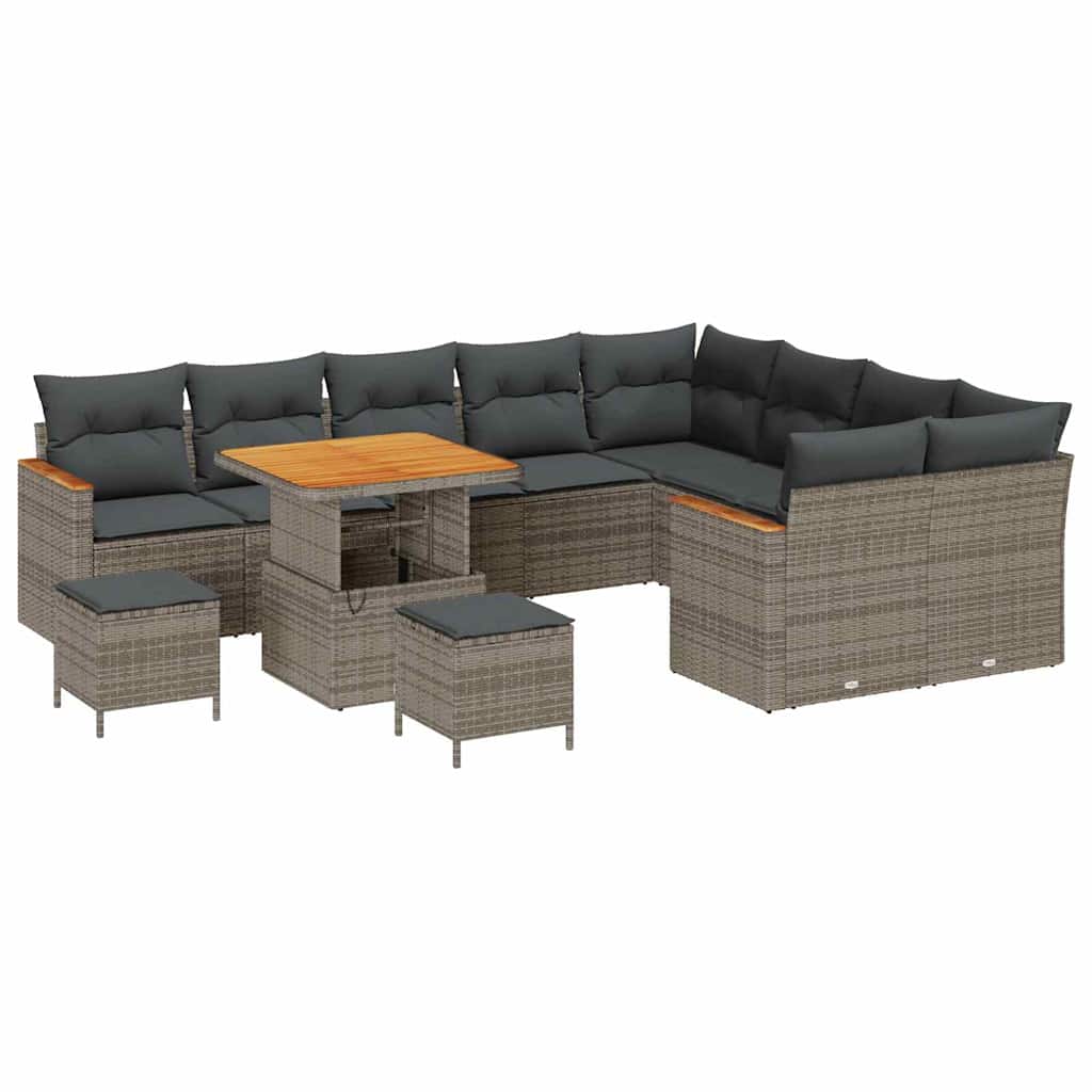 Set Divano da Giardino 12 pcs Grigio Rattan in Polipropilene | homemem39